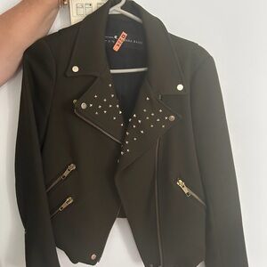 Zara Women's khaki green Studded Jacket